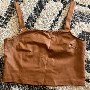 Altard state brown leather crop tank top